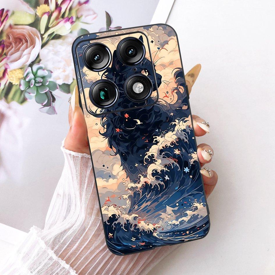 For Motorola Signature 2026 Case Popular Flower Marble Painted Cover Soft Silicone Black Phone Shell For Moto X70 Air Pro Fundas