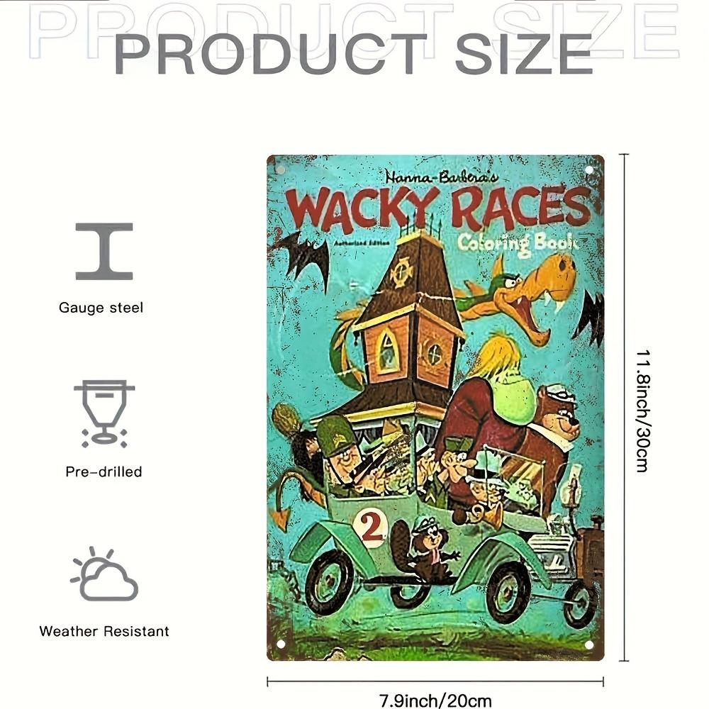 

Vintage Wacky Races Comic Book Cover Metal Wall Art WaterproofDustproof Iron Sign Retro Vehicle Race Poster with PreDrill 20x30cm（7.8x11.8inch）