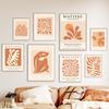 Boho Minimalista Folha de Matisse Pássaro Árvore Laranja Retro Tela Impressa Arte de Parede Perfeito para Decoração de Sala de Estar