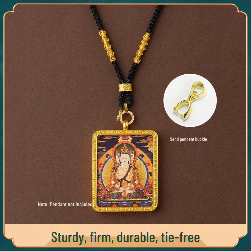 Hand-Woven Adjustable Jade Pendant Lanyard Necklace for Men and Women