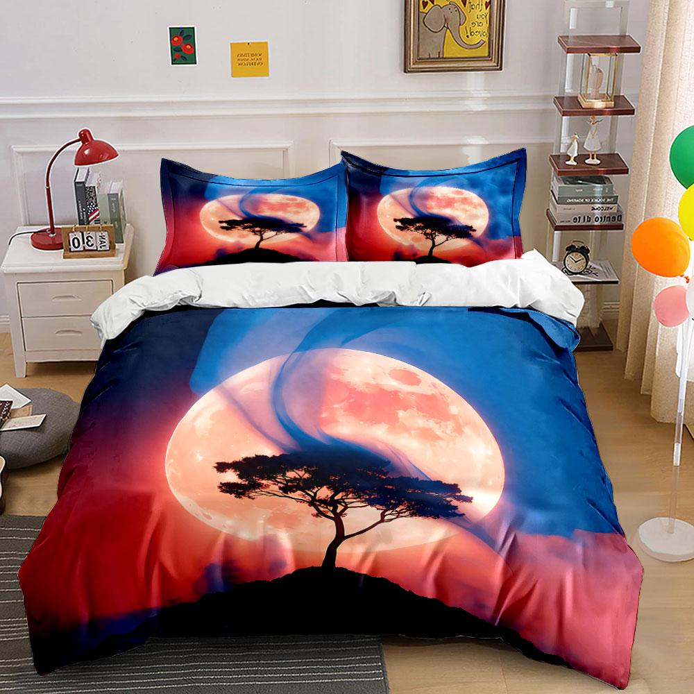Moonlight Tree Art Prints Set Soft Comfortable Duvet Cover Bedding Set Included 1*Duvet Cover & 2*Pillowcases, Gift
