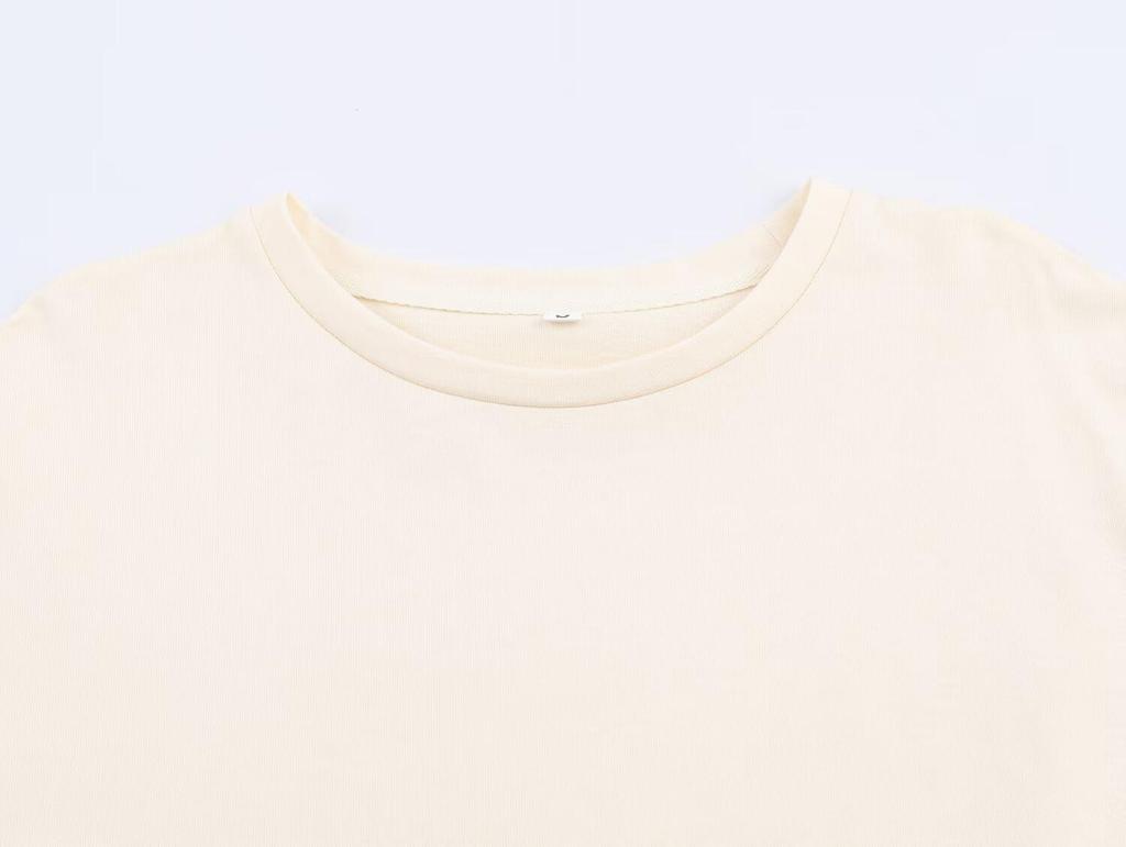 Damen Herbst-T-Shirt im europäischen Stil mit Spitzen-Patchwork, Rundhalsausschnitt, Kurze Ärmel