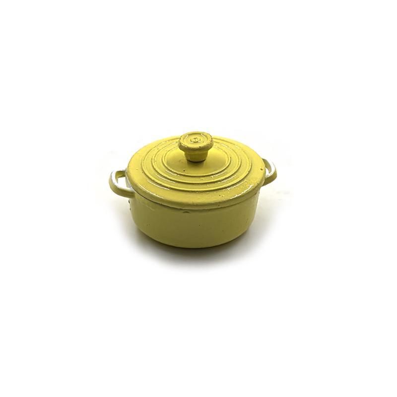 1Set 1:12 Dollhouse Mini Stockpot Hot Pot Miniature Colorful Soup Pot Kitchen Ware Simulation Metal Cookware Model Diy Accessory