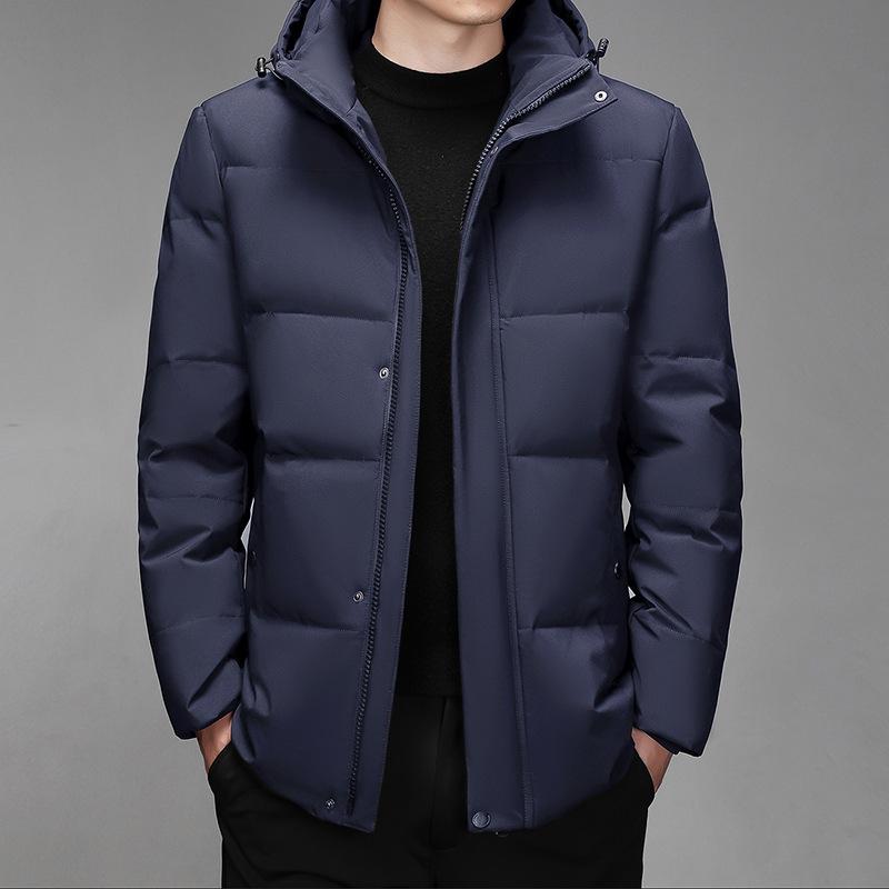 Short Down Jacket Men's Winter New Men's Hooded Jacket Versatile Solid Color Lapel Loose Warm Casual Men's Clothing
