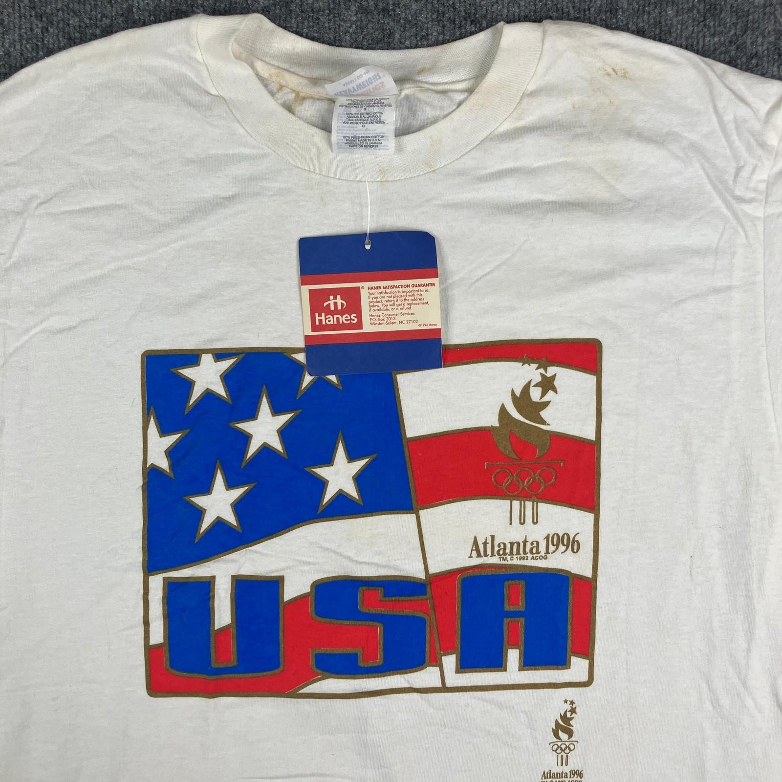 Hanes USA Olympic T-Shirt Mens L White Atlanta 1996 Graphic Vintage Tee NWT XXXXL