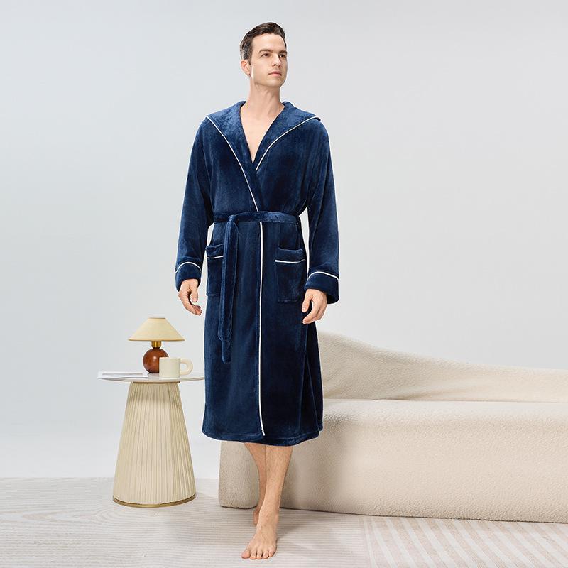 

Unisex Hooded Flannel Yukata Bathrobe for Autumn/Winter Double Extra Large