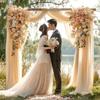 Champagne Chiffon Archway Backdrop Curtain,Sheer Fabric Backdrop Drapes for Bridal Shower Wedding Arch Party Decoration