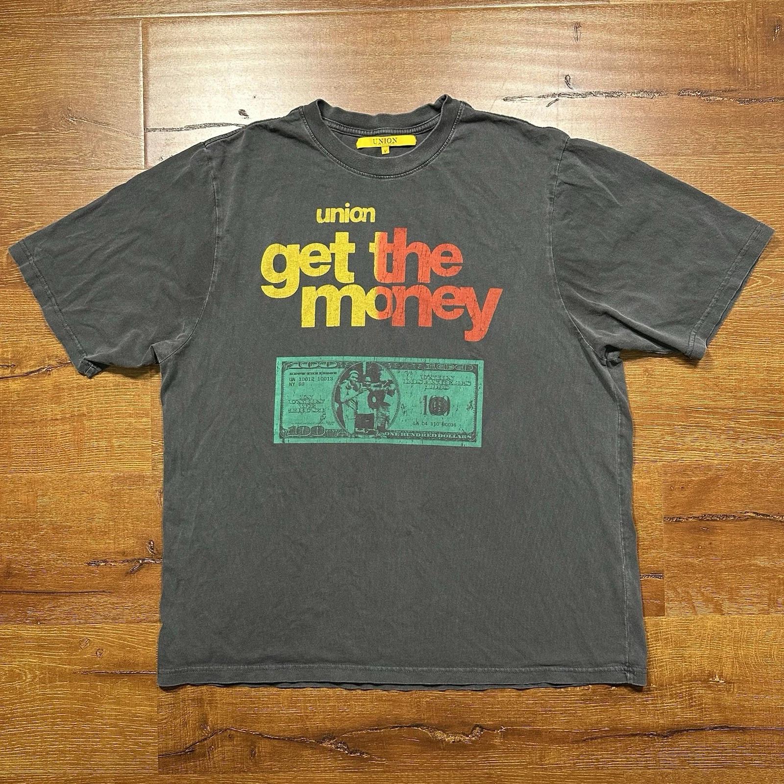 Union Los Angeles T Shirt Mens XL Gray Get The Money Dollar Bill Alt Streetwear XL