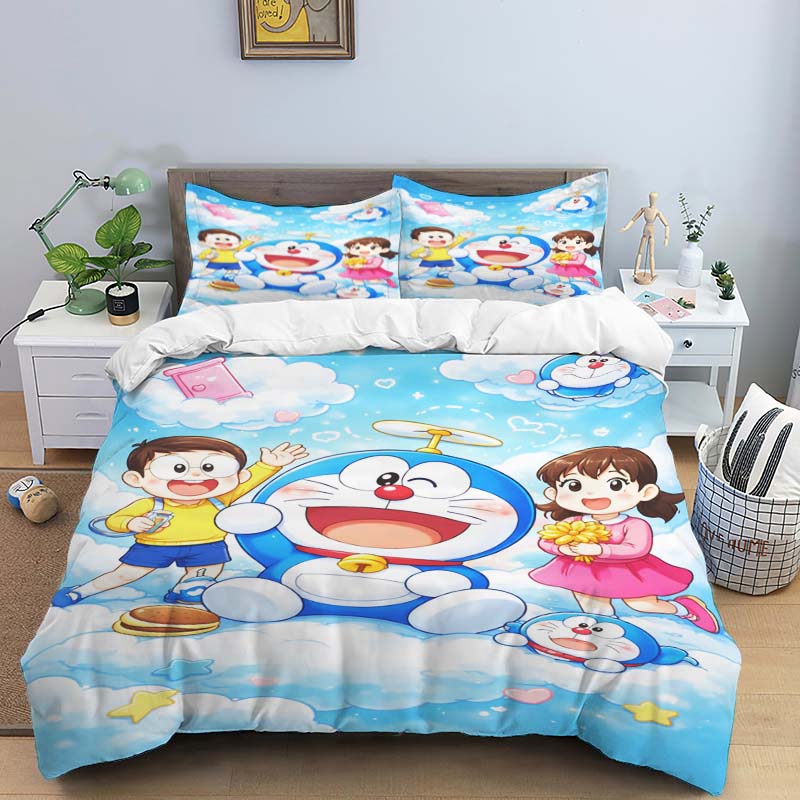 3D Kreslený Doraemon Digitálně Tištěné Povlečení, Povlak na Peřinu, Povlak na Polštář, Ložní Prádlo, Sváteční Dárek