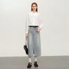 Elva' Island Women's Mid-length A-line Slit Denim Skirt