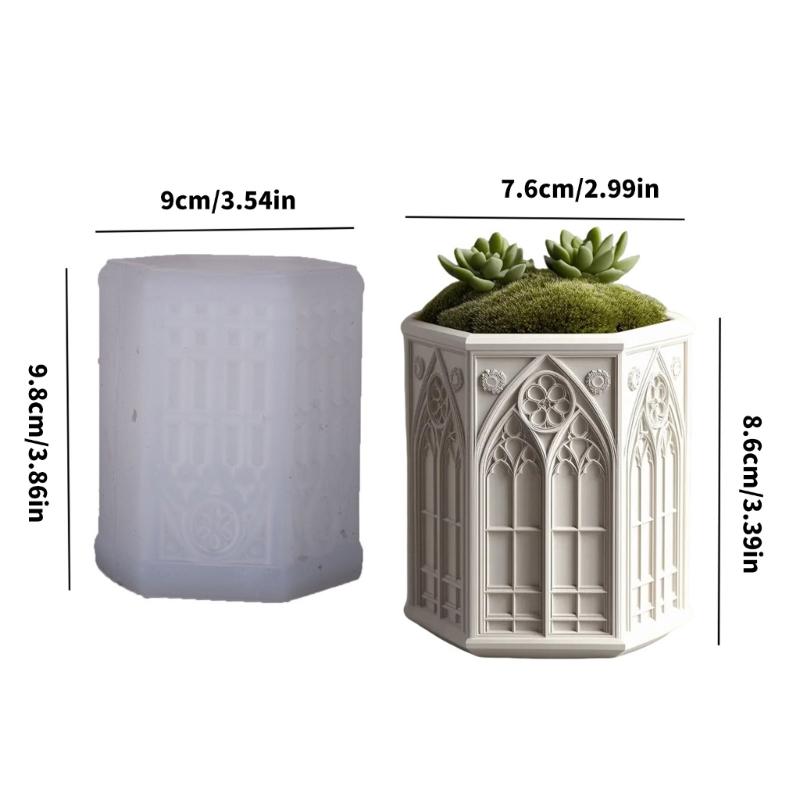 Church Window Relief Planter Silicone Mold For Resin Jewelry Container Crafting And DIY Home Decoration