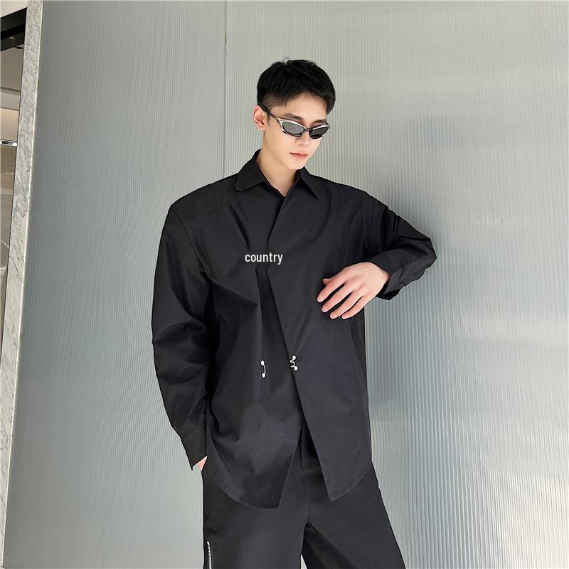 23 Spring/Summer Asymmetrical Metal-Decor Loose Casual Shirt S211-585