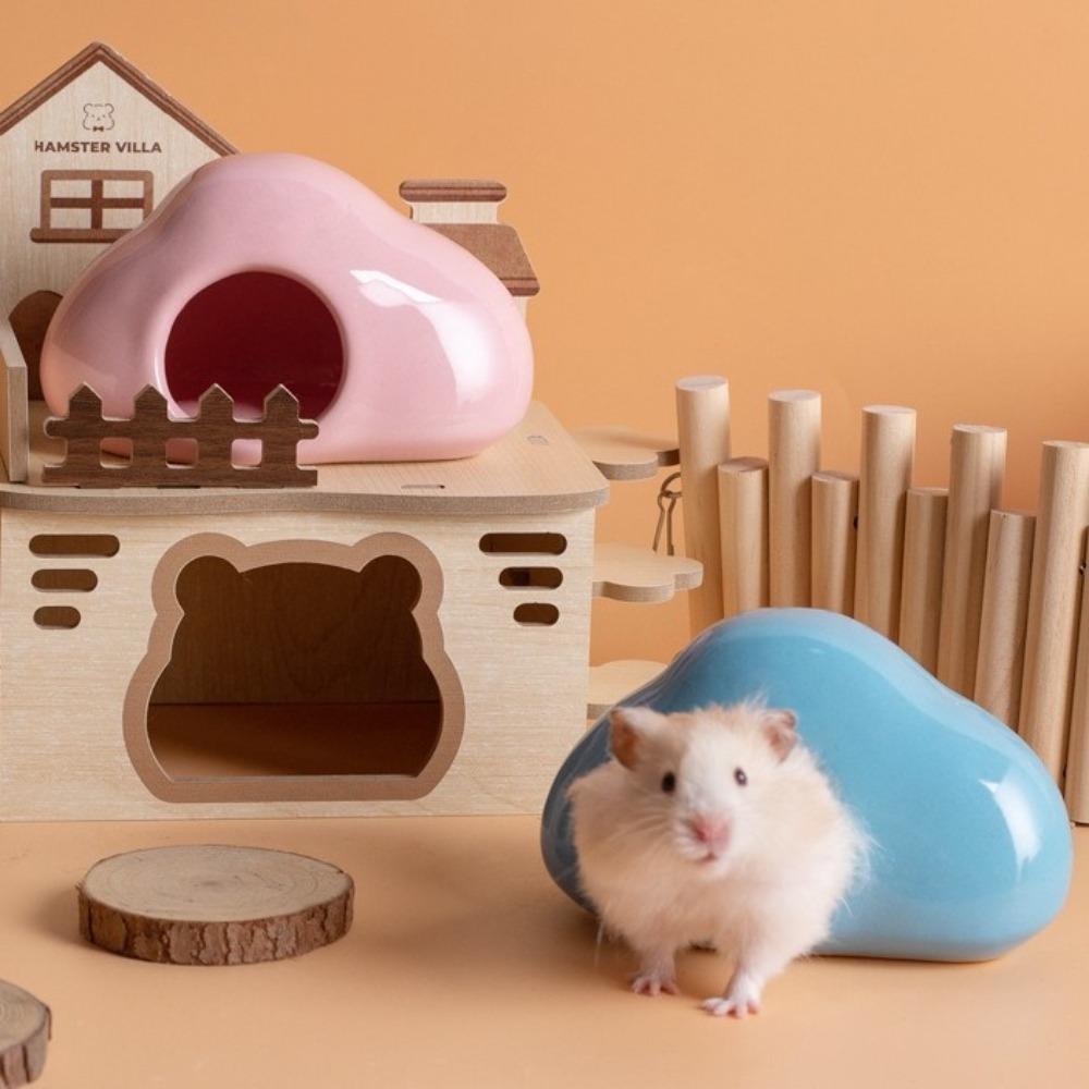 Non-Slip Ceramic Hamster Nest Smooth Surface Hamster Cooling House  Summer Cooling
