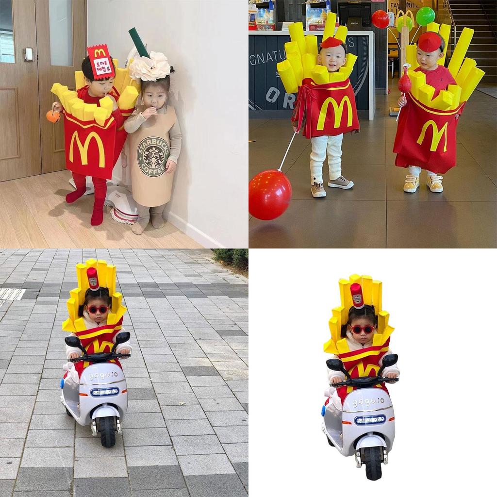 Korean Ins Halloween Children's Costume For Kindergarten Party Show Outfit Boys And Girls French Fries Clothes Inflatable Column)
