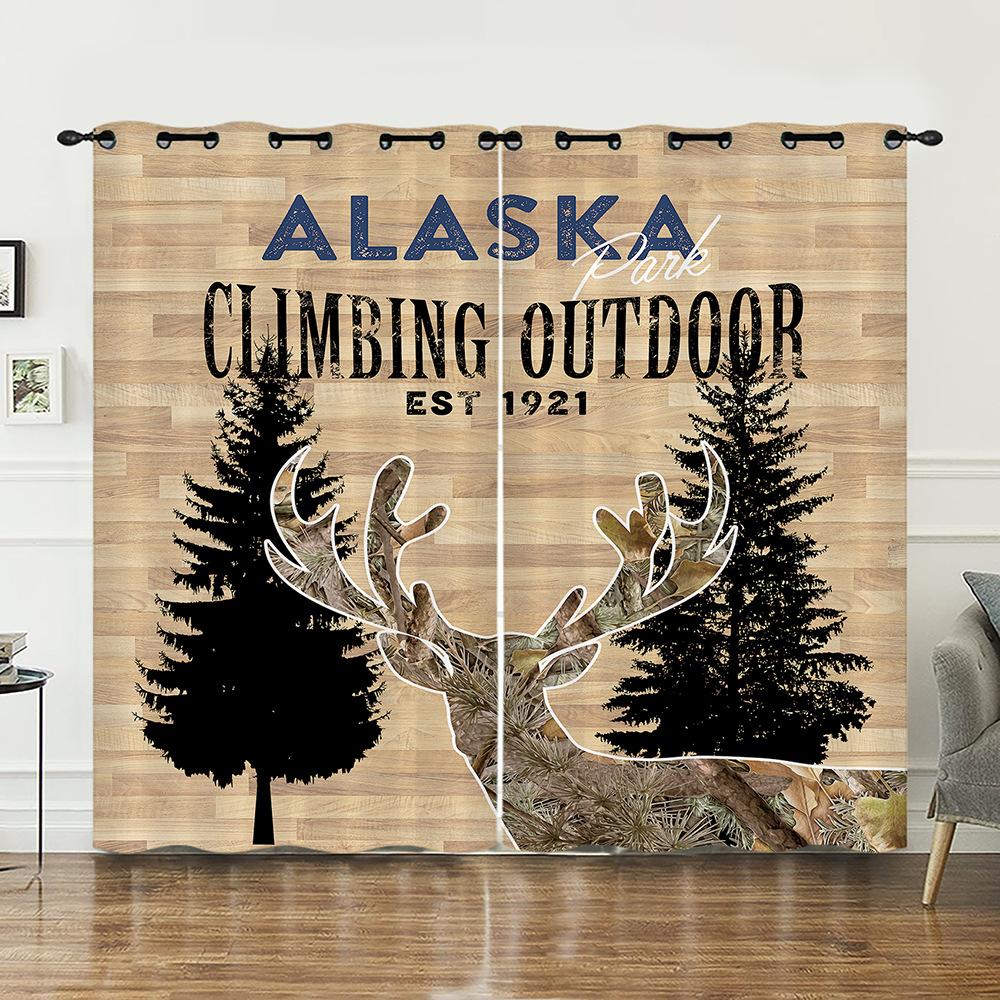 Curtains Animal Deer Pastoral Curtains Digital Printing Blackout Curtains No Punching