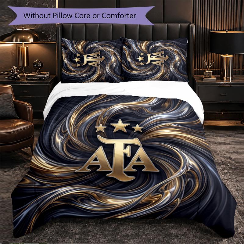 Argentina Football Pattern 3 Pieces Bedding Set Soft Microfiber Duvet Cover with Pillow Cases for Bedroom