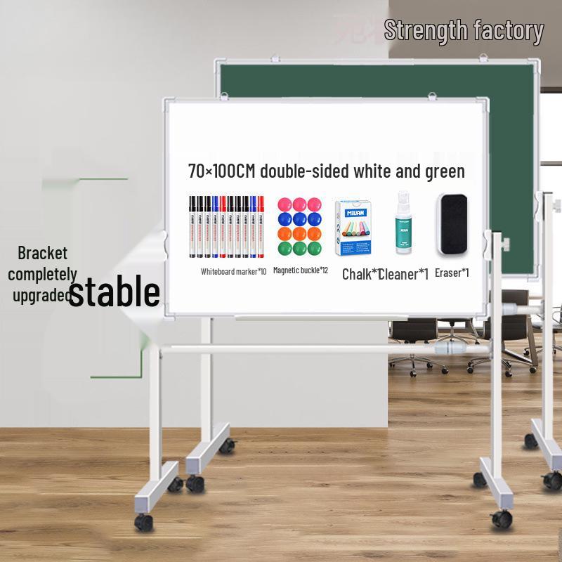Double-Sided Magnetic Whiteboard & Chalkboard with Mobile Stand for Home, Teaching, and Office Use