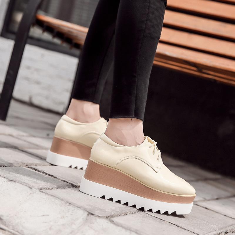Fashion Women's Wedge Shoes Sneakers Platform Thick Sole High PU Rubber Women's Sneakers With Platform Wedge Shoes Thick Sole Rubber Hig