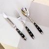 Steel Western Food Tableware Set Three Nails Knife, Fork and Spoon Practical Bakelite Black Handle Stainless Knife