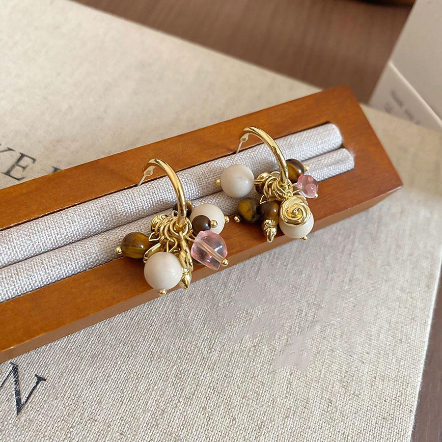 Silver Needle Maillard Irregular Oval Tiger's Eye Earrings Earrings Vintage Style Earrings Women