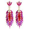 Elegant Feather Drop Earrings With Crystal Waterfall For Formal Events Women