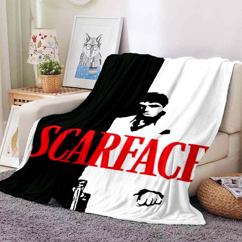 Scarface Classic Movie Print Flannel Blanket Soft Warm Throw For Sofa Bedroom Game Room Living Room Home Bedding Decor Gift