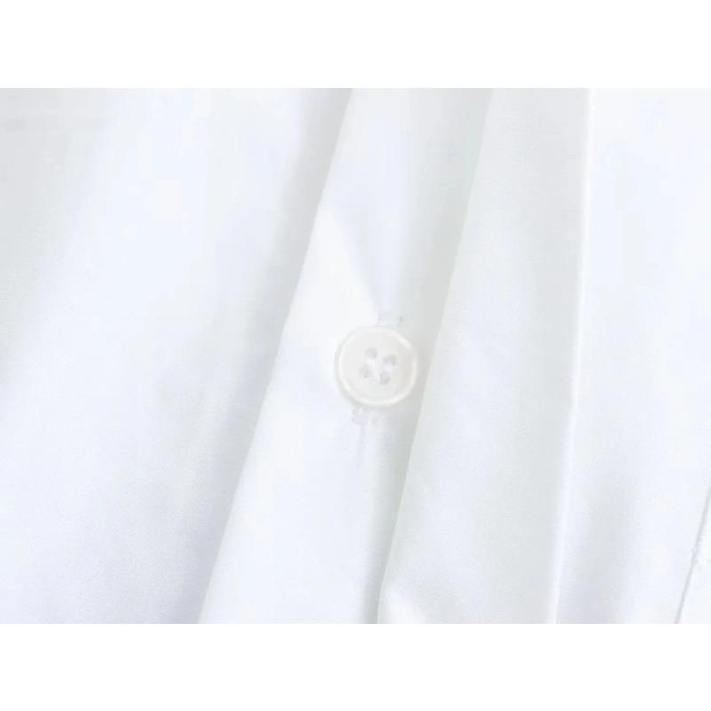 Dámská módní zkrácená popelínová košile Dámská ležérní klopa Krátký rukáv Kapsa Vpředu Knoflíky Všestranný dámský top