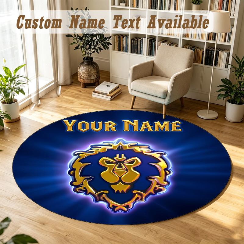 World of Warcraft Personalized Round Rug Support Custom Name, Soft Home Decor Mat