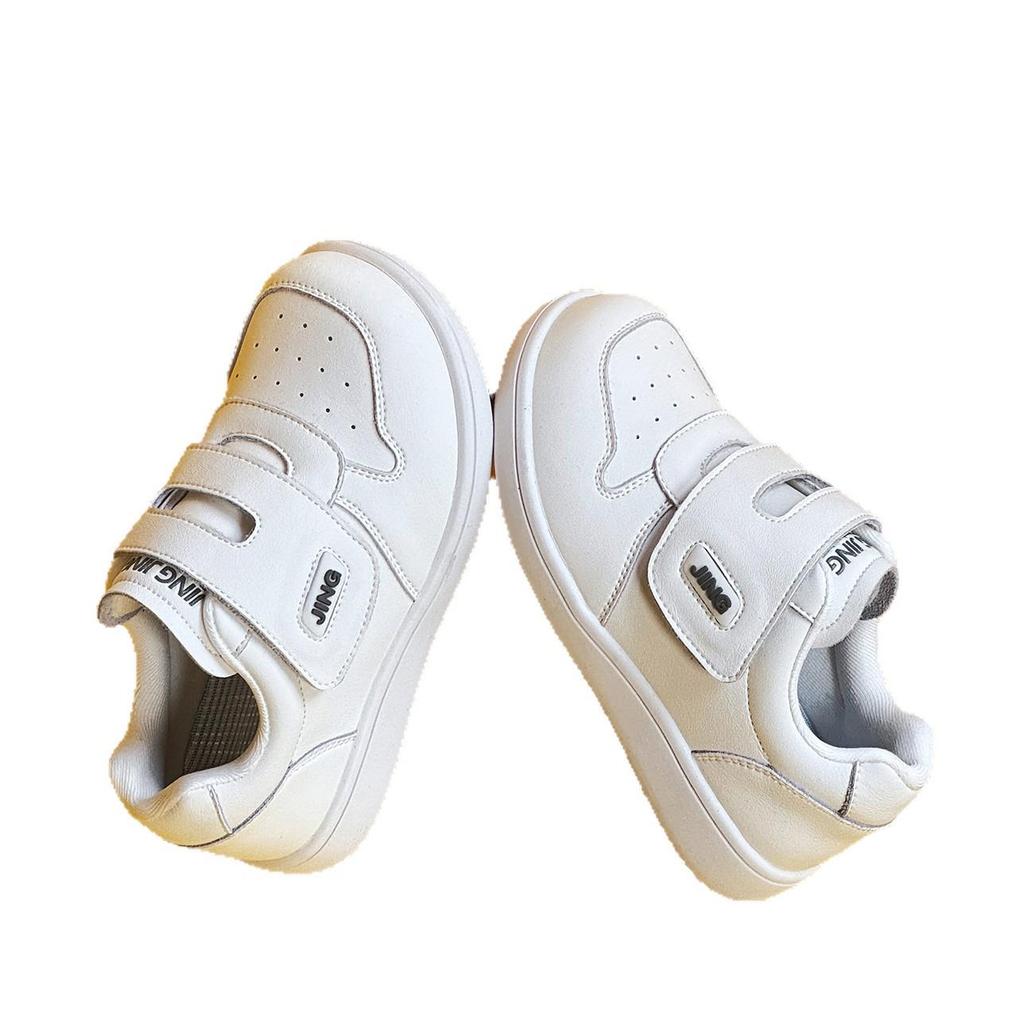 Spring 2026 Kids' Casual Velcro Shoes - Versatile White Sneakers for Boys and Girls