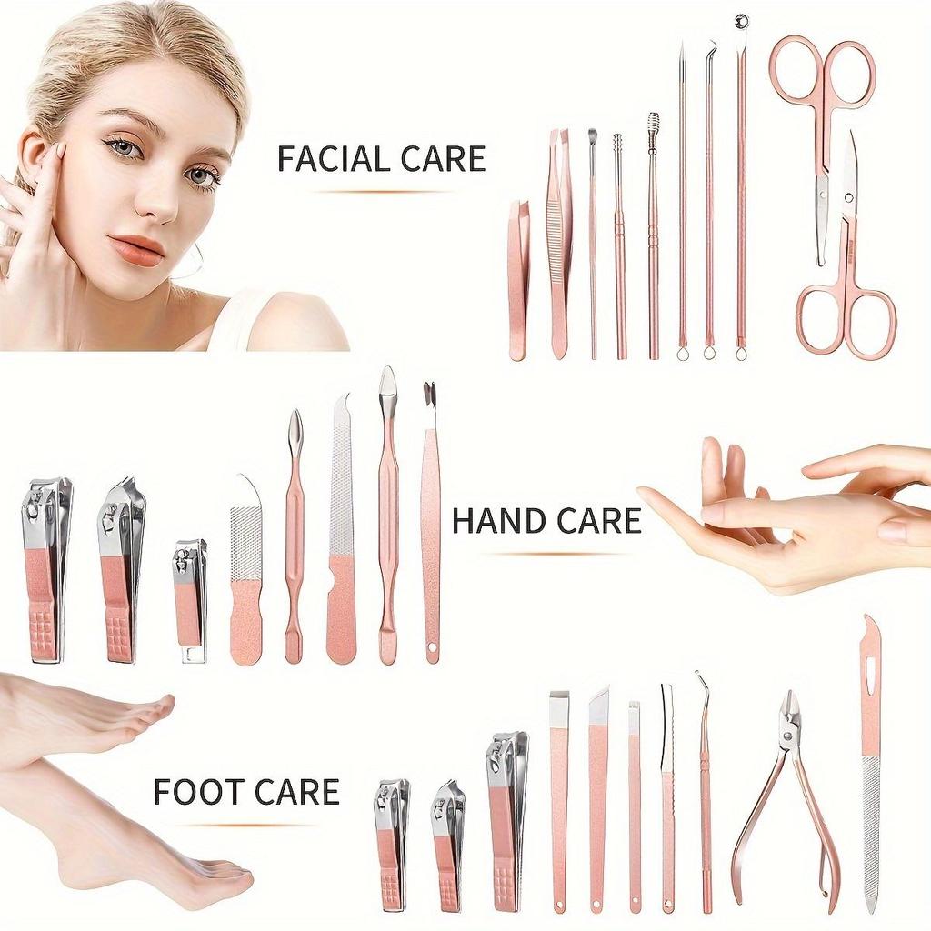 7/16/28 Pieces Nail Clippers Manicure Set Professional Manicure Set Personal Care Set Stainless Steel Travel Nail Clippers Toolkit