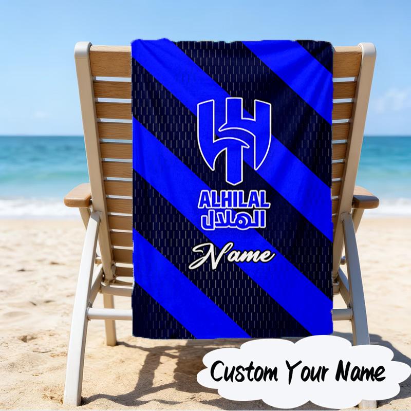 Custom Name Al FC Crest Microfiber Beach Towel Super Soft & Absorbent for Bath, Beach, Travel Bath Time Accessory, Fan Gifts