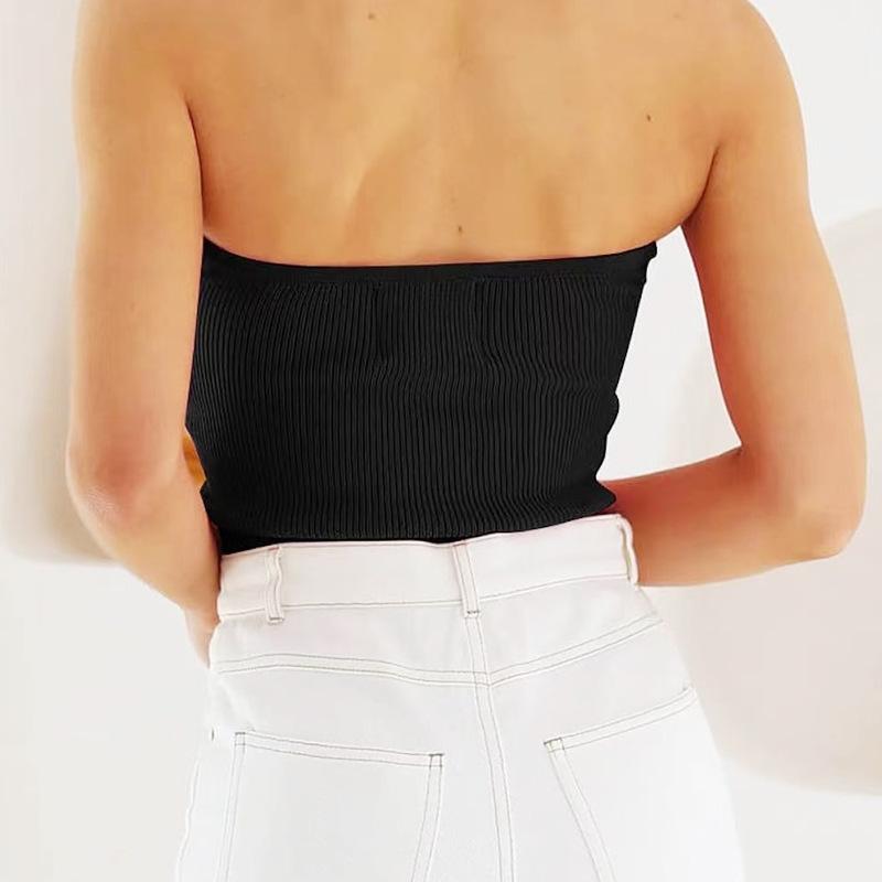 Damen Frühling/Sommer Einfarbiges Kreuzstrick-Tube-Top Kink Sexy Tanktop Spice Girls Shorts Top