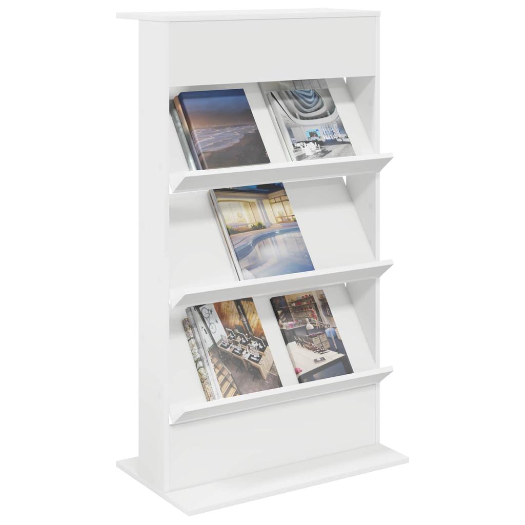 Magazine Shelf with Shelves White 70 x 41 x 126 cm Engineered Wood