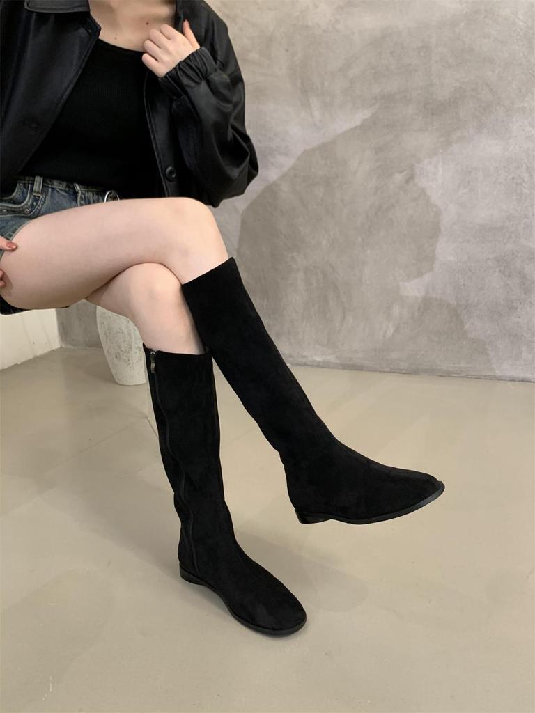 Botas longas sapatos femininos 2026 Primavera e Outono novo estilo simples e versátil botas de cavaleiro botas longas botas de cano alto