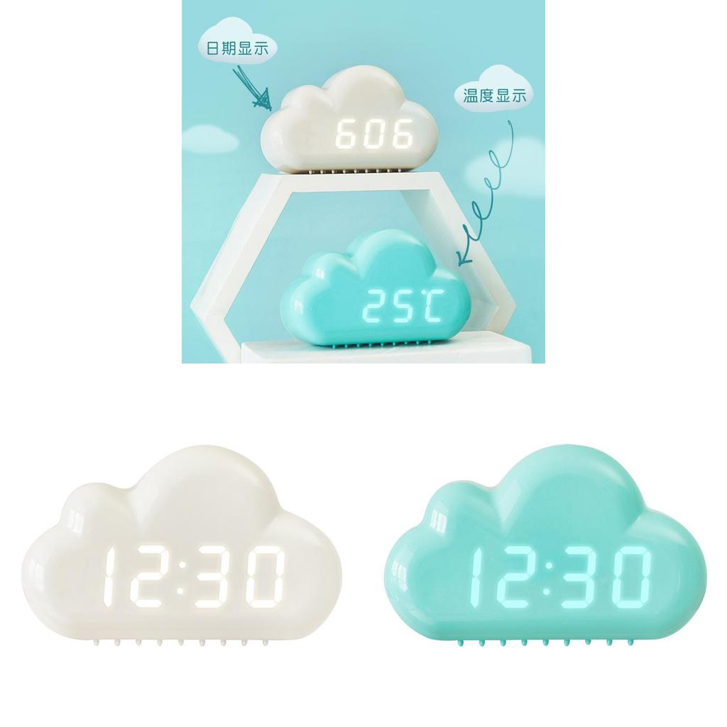 Cloud Shape Led Alarm Clock With Voice Control Night Light For Students And Bedroom Decor