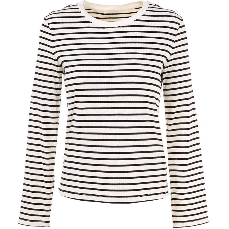 Betu Women s 2025 Spring Classic Striped Round Neck T-Shirt S