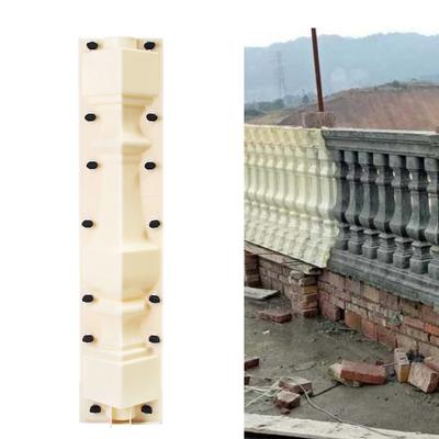 White Plastic Balustrade Pillar Mold, 70cm Height Manual Operation Decorative Railing Column Mould, Reusable DIY Concrete Form
