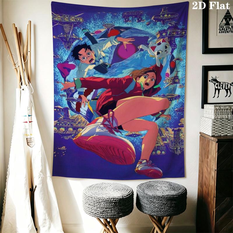 Dandadan Wall Tapestry Aesthetic Wall Hanging Printed Fabric Blanket Decorative Tapestries for Bedroom Living Room Home Decor