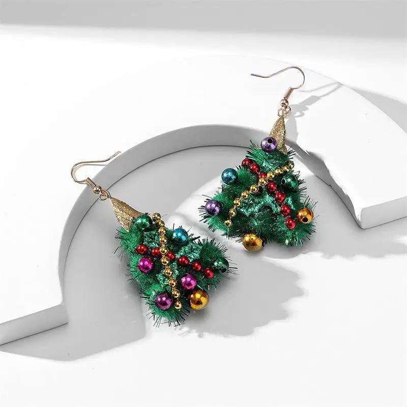 Creative New Best-selling Elk Christmas Tree Cartoon Bells Santa Claus Earrings Ladies Fashion Jewelry Pendientes Festival Gifts