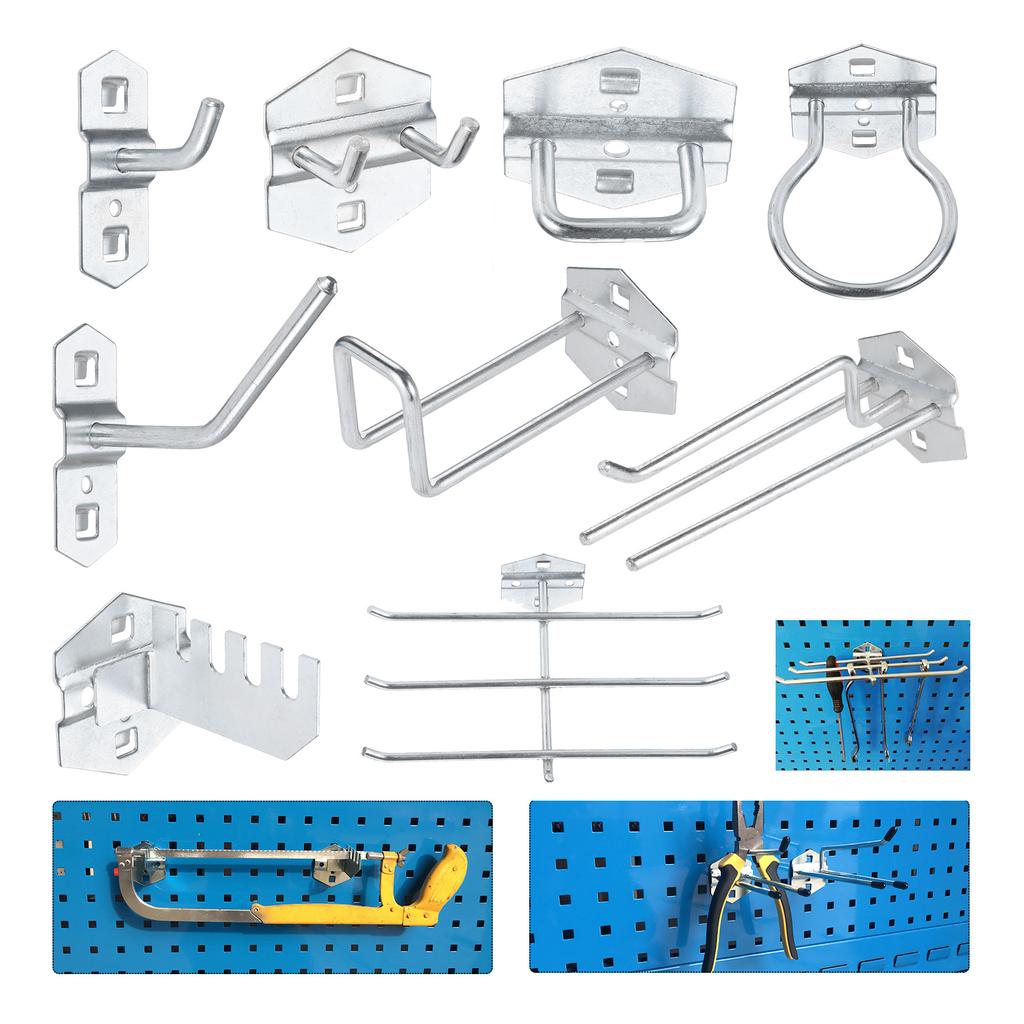 Stahl Wandmontierte Haken Lochplatte Haken Werkzeugaufbewahrungsregal Garage/Garten/Küche Organizer Hammer/Zangen/Spule/Säge/Schraubenschlüssel/Bänder
