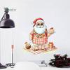 Christmas Wall Decals Picnic Santa Claus Sticker, Waterproof PVC Plaid Decal Holiday Window Clings with Cake Design, Removable Art Decor for