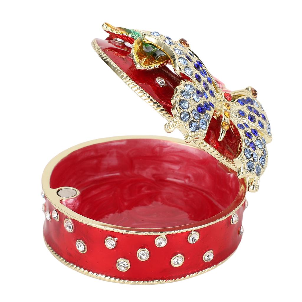 Butterfly Jewelry Box Metal Elegant Enameled Trinket Storage Box for Bathroom Bedroom Home Decor