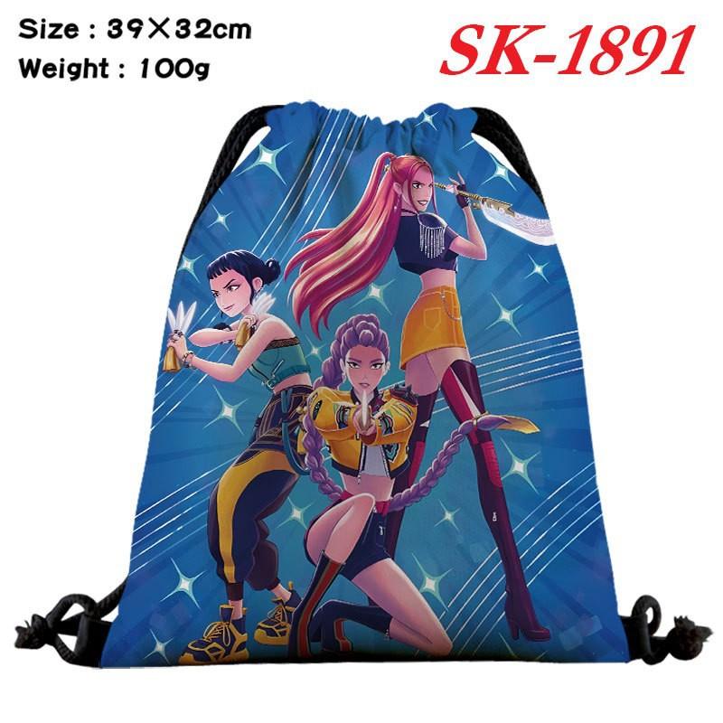 Demon Hunters Drawstring Bag Lightweight Backpack Cartoon Print Travel Fitness Clothes Storage