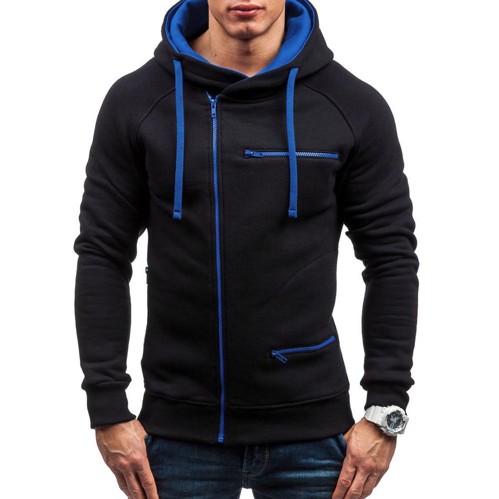 Men's Autumn Casual Solid Long Sleeve Hoodie Sweatshirt Top Outwear