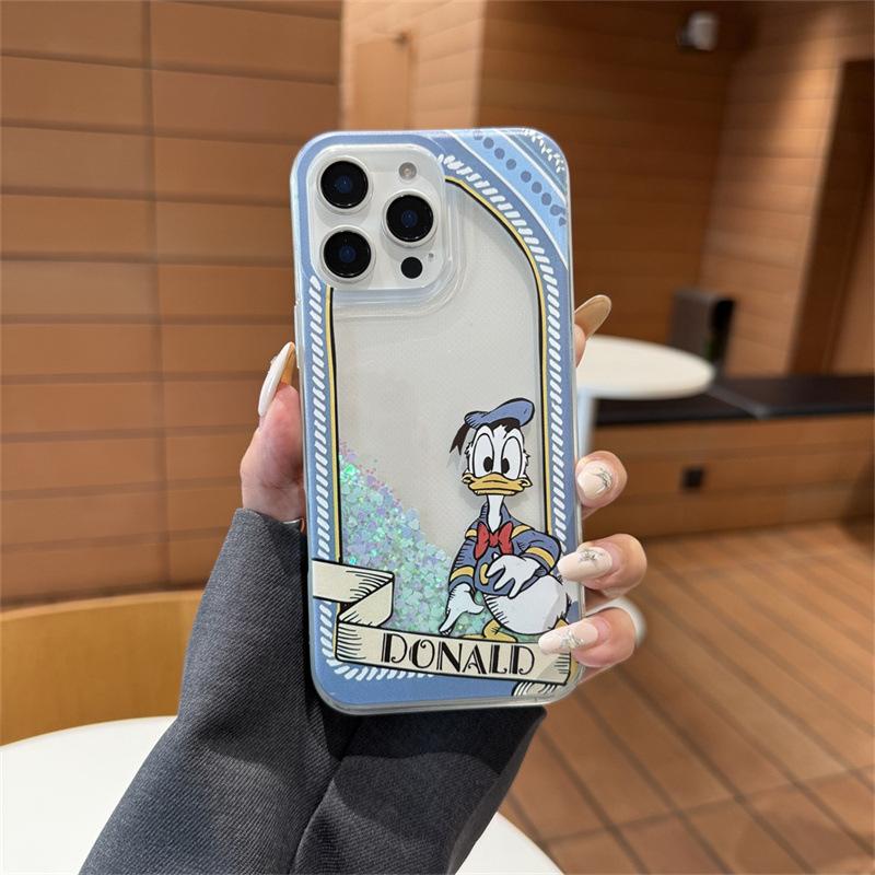 

Cartoon Donald Duck is suitable for iphone16pro mobile phone case Apple 15pro quicksand 14pro anti-drop 13pro iphone16
