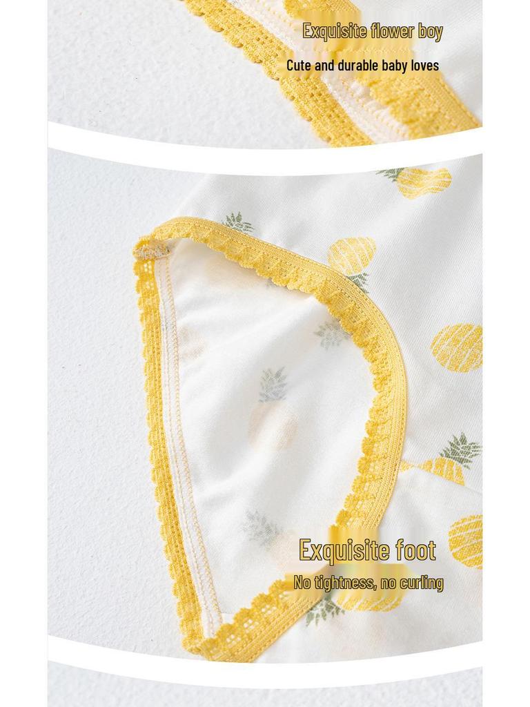 Girls' A-Class Pure Cotton Cartoon Briefs - Korean Style Antibacterial Underwear for Medium and Large Children