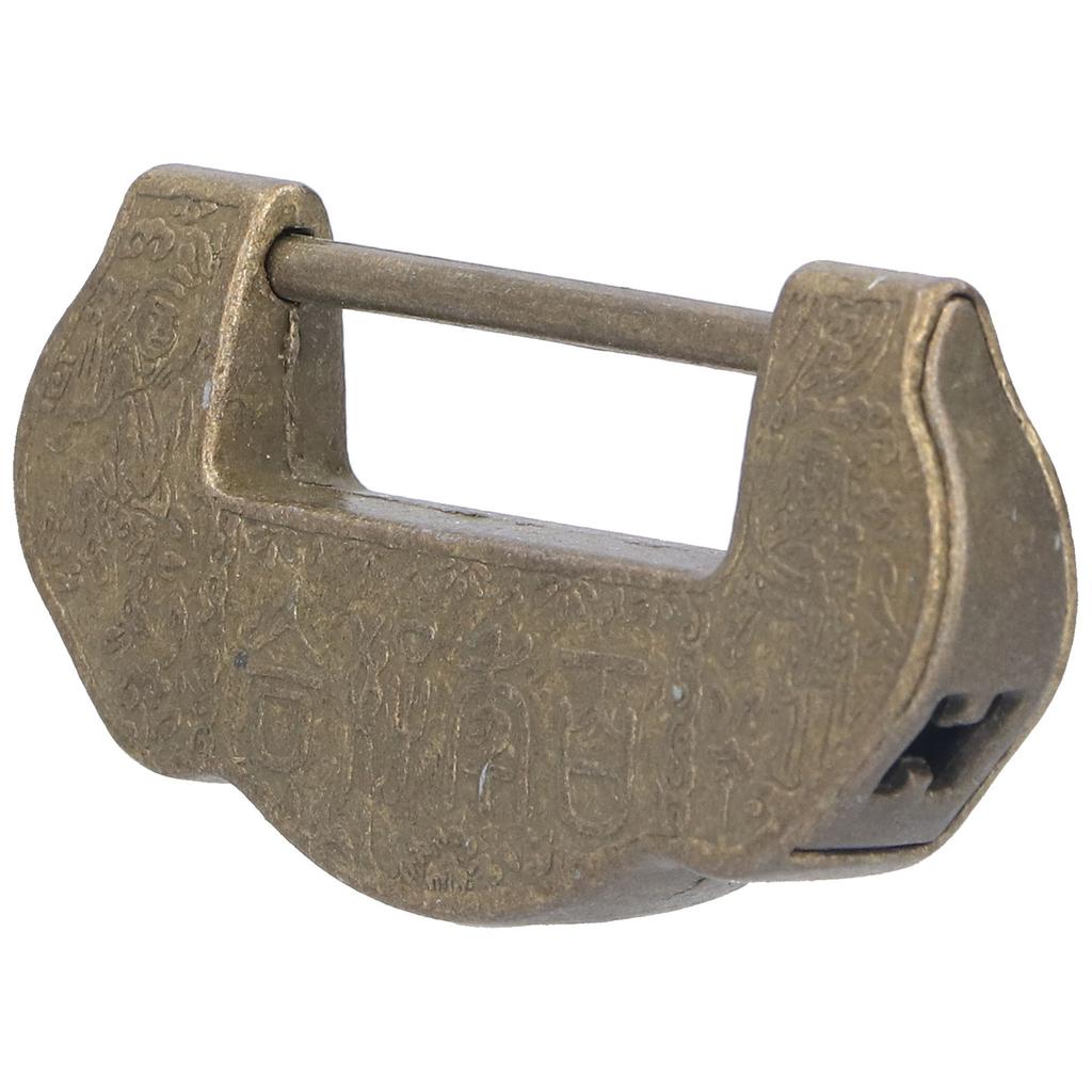 Chinese Carved Lock Set Ming Qing Dynasty Antique Brass Padlock for Cabinet Jewelry BoxAntique Brass Color