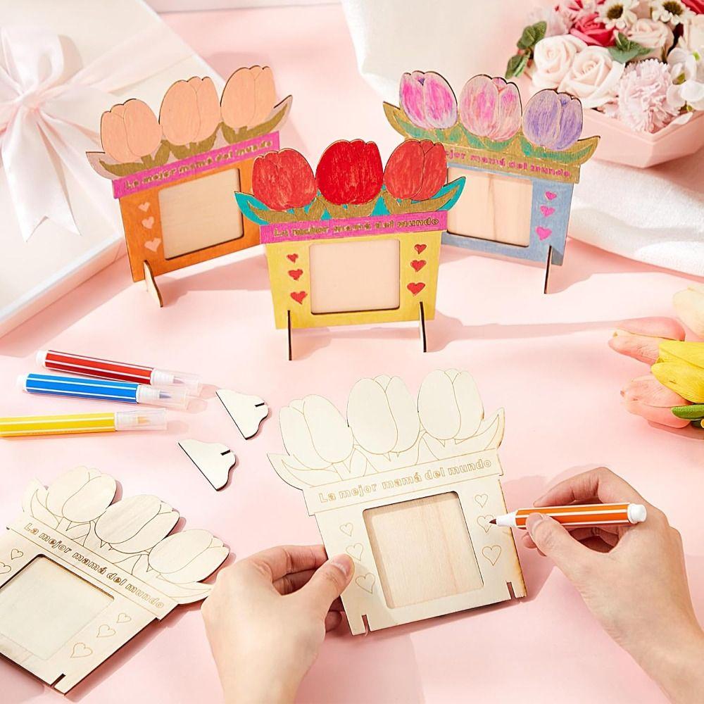 Flower DIY Photo Frame Unfinished Poster Frame Creative Craft Mother's Day Frame  Party Decoration