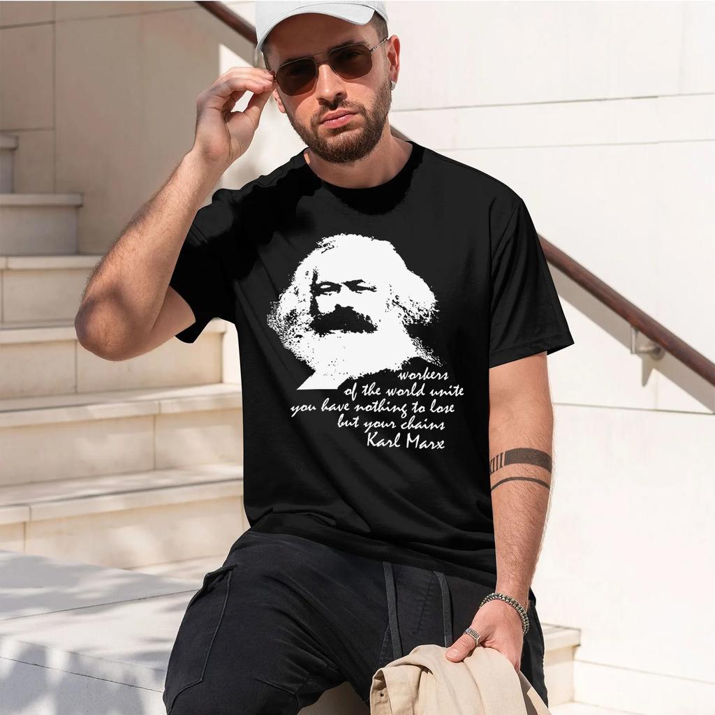 Karl Marx 2026 New Fashion Heavyweight Hot Selling Retro Printed Pattern Fun Round Neck Tshirt For Daily Comfort