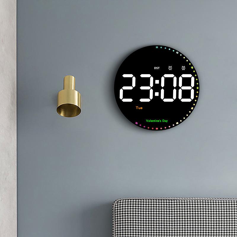 Colorful LED Dynamic Wall Clock: Perpetual Calendar & Simple Decor for Living Room